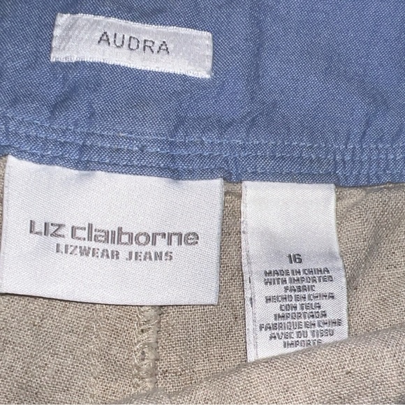 Liz Claiborne Audra Slacks Beach Resort Wear Linen Beige Cream Pants - Picture 4 of 6